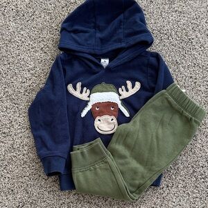 Carter's Navy and Olive Moose Sweatpants Set